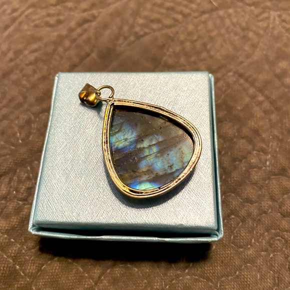 Labradorite Gemstone and Silver Pendant - 1-1/2” H - Picture 2 of 2